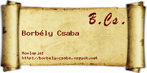 Borbély Csaba névjegykártya
